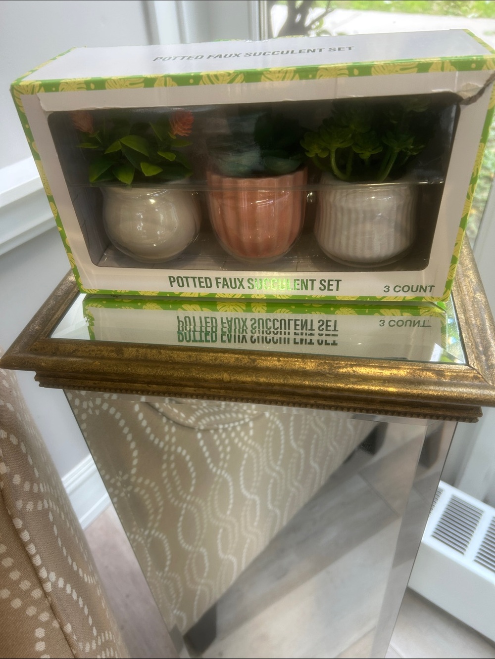 POTTED FAUX SUCCULENT SET 3 COUNT NWT